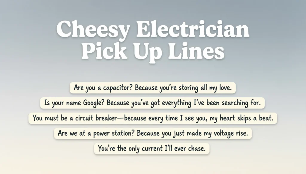 Cheesy Electrician Pick Up Lines