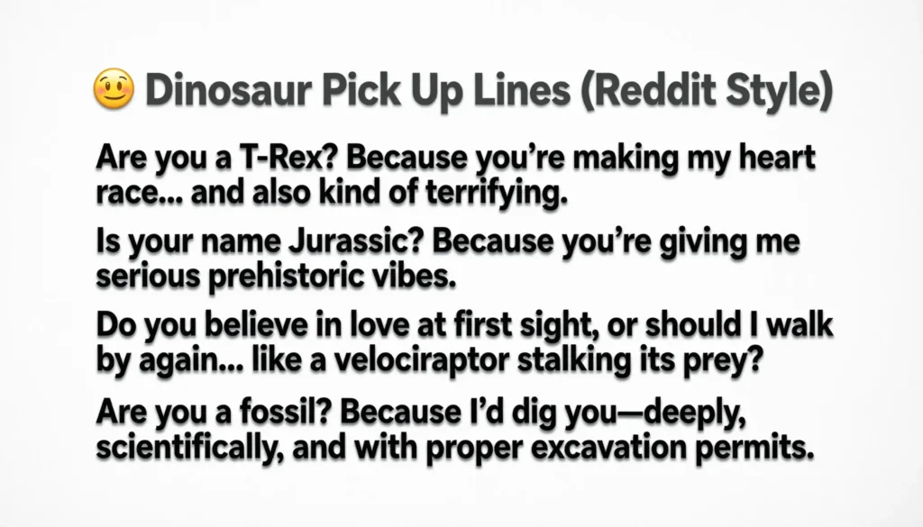  Dinosaur Pick Up Lines (Reddit Style)