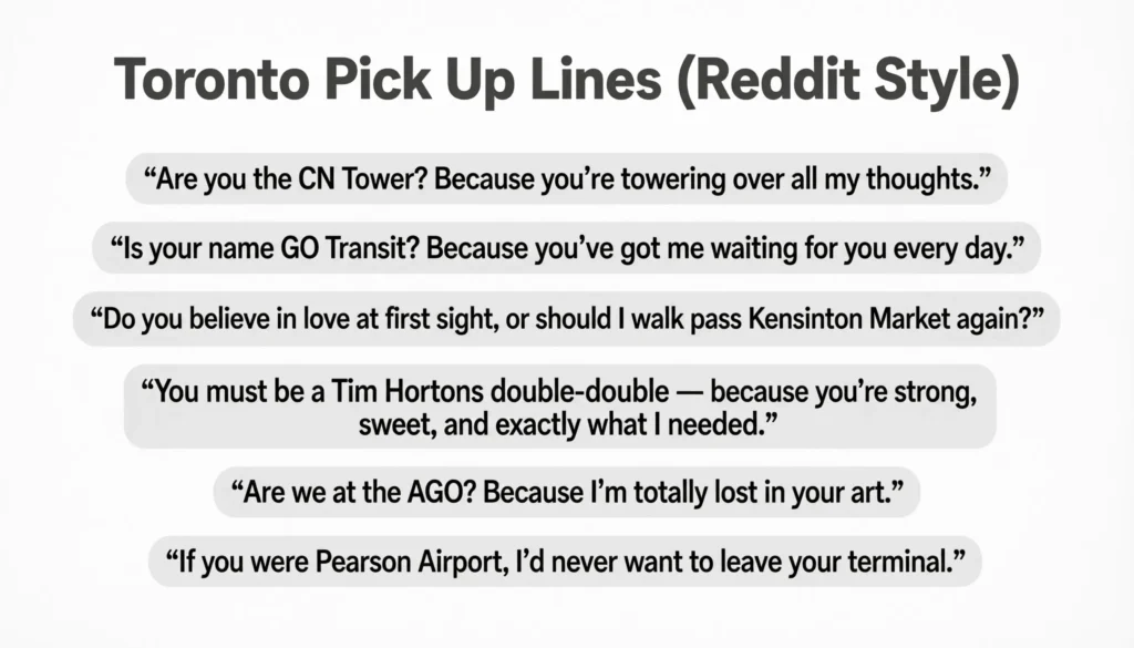 Toronto Pick Up Lines (Reddit Style)