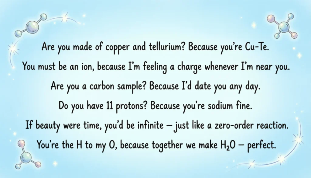 Cute Chemistry Pick Up Lines